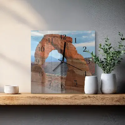 Čtvercové skleněné hodiny na zeď Velký kaňon