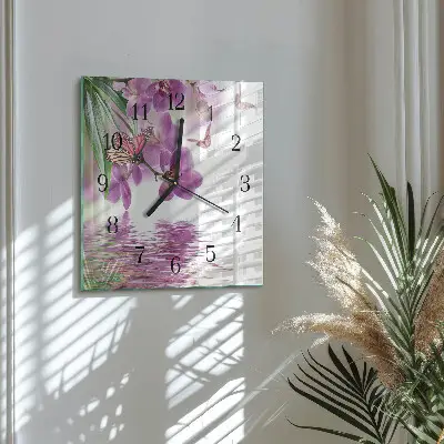 Hodiny s fotkou skleněné čtvercové Motýli