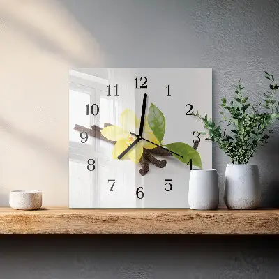 Hodiny s fotkou skleněné čtvercové Vanilková orchidej
