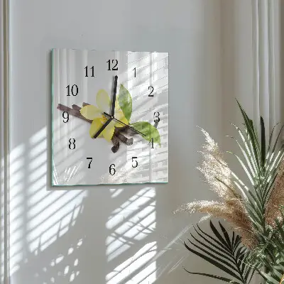 Hodiny s fotkou skleněné čtvercové Vanilková orchidej