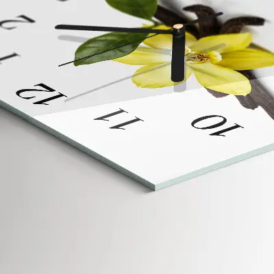 Hodiny s fotkou skleněné čtvercové Vanilková orchidej