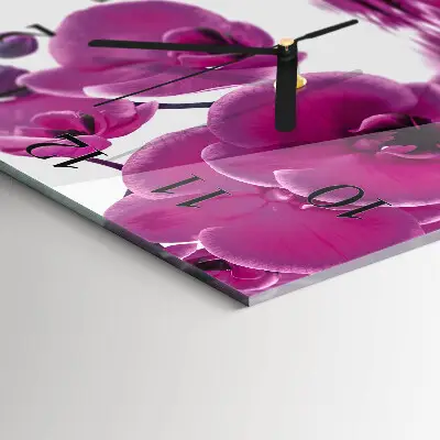 Nástěnné hodiny skleněné čtvercové Orchidej