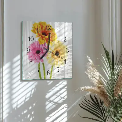 Hodiny s fotkou skleněné čtvercové Květiny