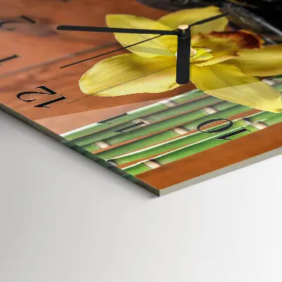 Hodiny s fotkou skleněné čtvercové Bambusová orchidej