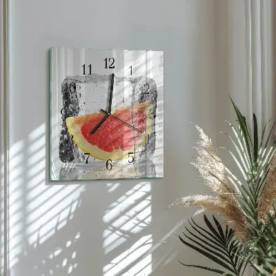 Hodiny s fotkou skleněné čtvercové Grapefruitová zmrzlina