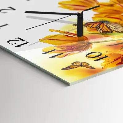 Hodiny s fotkou skleněné čtvercové Tulipány