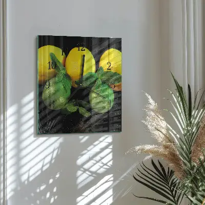 Hodiny na skle čtvercové Citrony