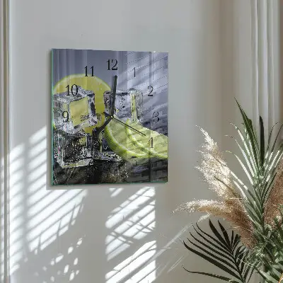 Hodiny na skle čtvercové Citrusové plody