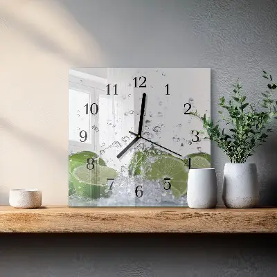 Hodiny s fotkou skleněné čtvercové Limetky