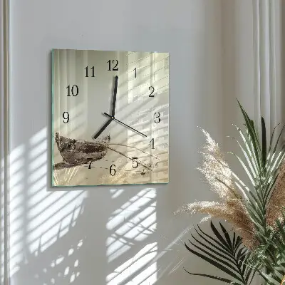Čtvercové skleněné hodiny na zeď Lodž