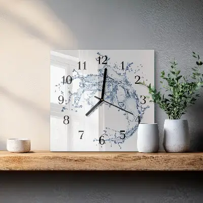 Hodiny s fotkou skleněné čtvercové Voda