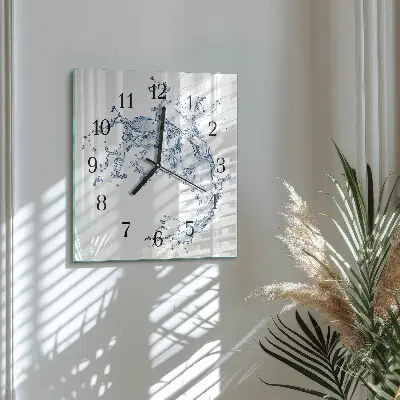 Hodiny s fotkou skleněné čtvercové Voda