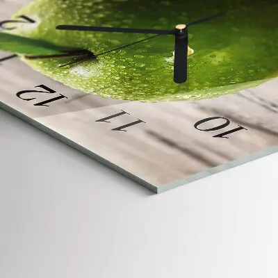 Čtvercové skleněné hodiny na zeď Jablka