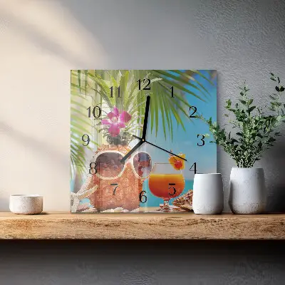 Hodiny na skle čtvercové Dovolená
