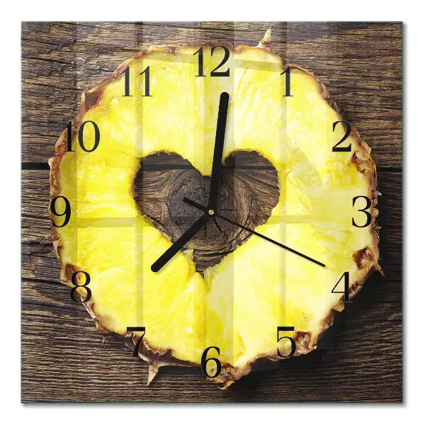 Hodiny s fotkou skleněné čtvercové Ananas