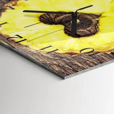 Hodiny s fotkou skleněné čtvercové Ananas