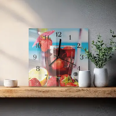 Čtvercové skleněné hodiny na zeď Pití