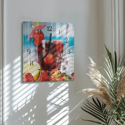 Čtvercové skleněné hodiny na zeď Pití