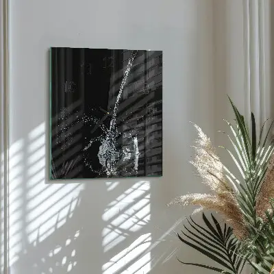 Čtvercové skleněné hodiny na zeď Voda