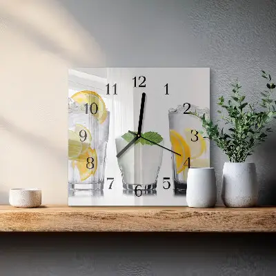 Čtvercové skleněné hodiny na stěnu Citrus