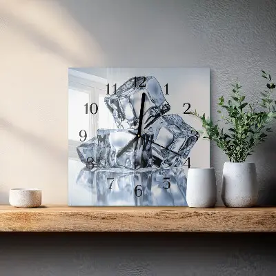 Čtvercové skleněné hodiny na stěnu Led