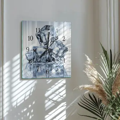 Čtvercové skleněné hodiny na stěnu Led