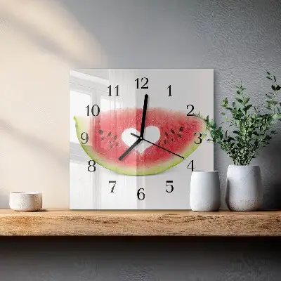 Hodiny s fotkou skleněné čtvercové Vodní meloun