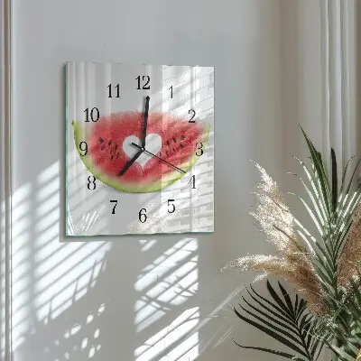 Hodiny s fotkou skleněné čtvercové Vodní meloun