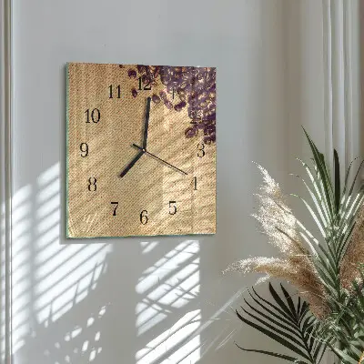 Čtvercové skleněné hodiny na stěnu Kávová zrna