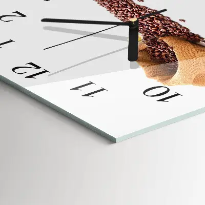Hodiny s fotkou skleněné čtvercové Kávová zrna