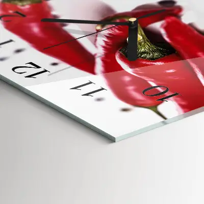 Hodiny s fotkou skleněné čtvercové Chilli papričky