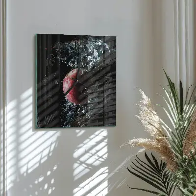 Hodiny s fotkou skleněné čtvercové Jablko