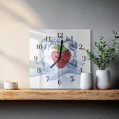 Hodiny s fotkou skleněné čtvercové Jahodová zmrzlina