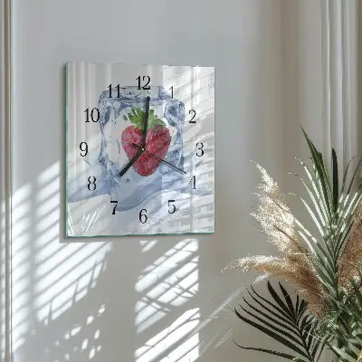Hodiny s fotkou skleněné čtvercové Jahodová zmrzlina