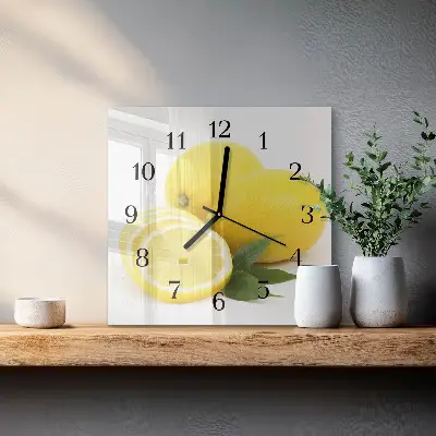 Hodiny na skle čtvercové Citrony