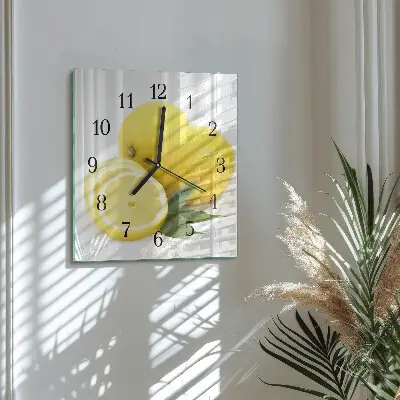 Hodiny na skle čtvercové Citrony
