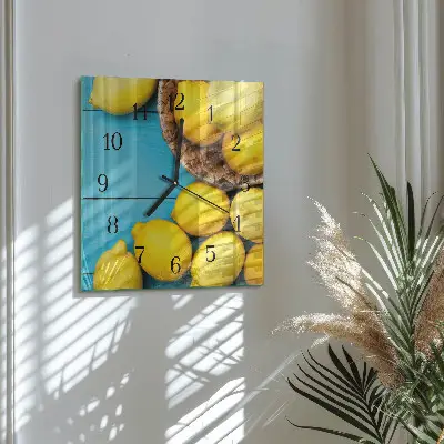 Hodiny s fotkou skleněné čtvercové Citrony