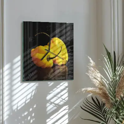 Hodiny s fotkou skleněné čtvercové Pepř