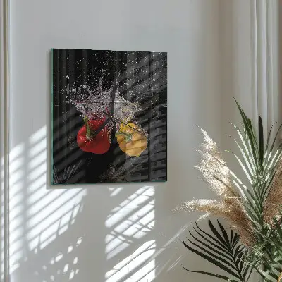 Čtvercové skleněné hodiny na zeď Pepř