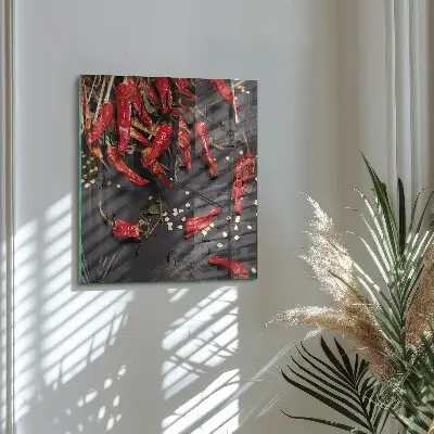 Nástěnné hodiny skleněné čtvercové Chilli papričky