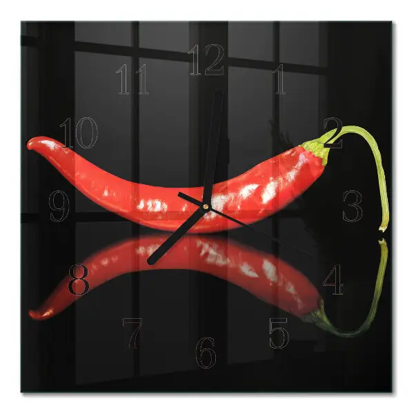 Hodiny s fotkou skleněné čtvercové Chilli papričky