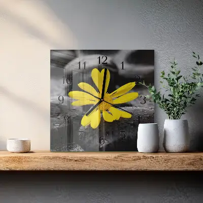 Hodiny s fotkou skleněné čtvercové Květ