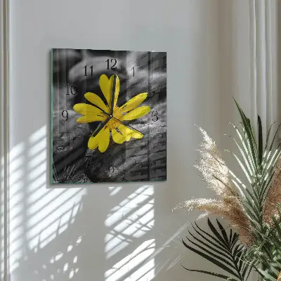 Hodiny s fotkou skleněné čtvercové Květ