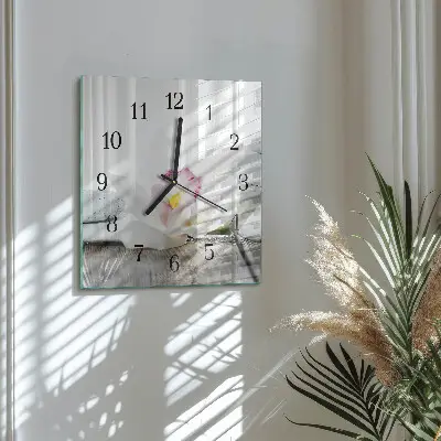 Nástěnné hodiny skleněné čtvercové Orchidej