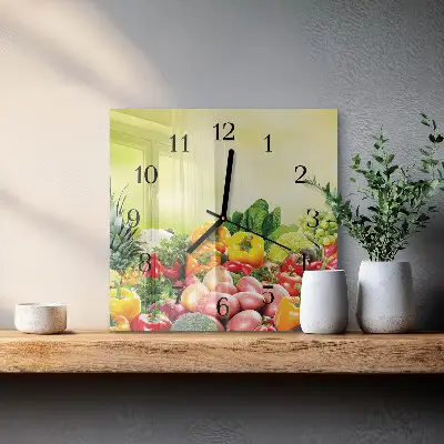 Hodiny s fotkou skleněné čtvercové Zelenina