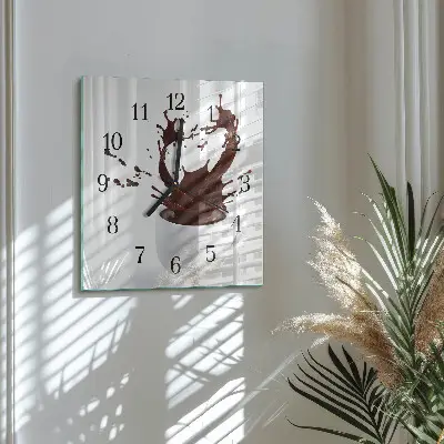 Hodiny s fotkou skleněné čtvercové Káva