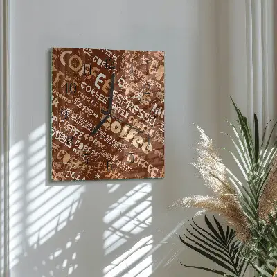 Hodiny s fotkou skleněné čtvercové Káva