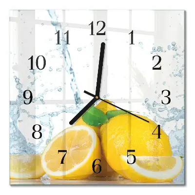 Čtvercové skleněné hodiny na stěnu Citrus