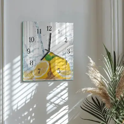Čtvercové skleněné hodiny na stěnu Citrus