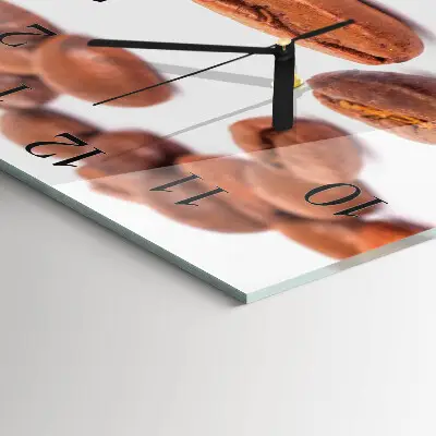 Nástěnné hodiny skleněné čtvercové Kávová zrna